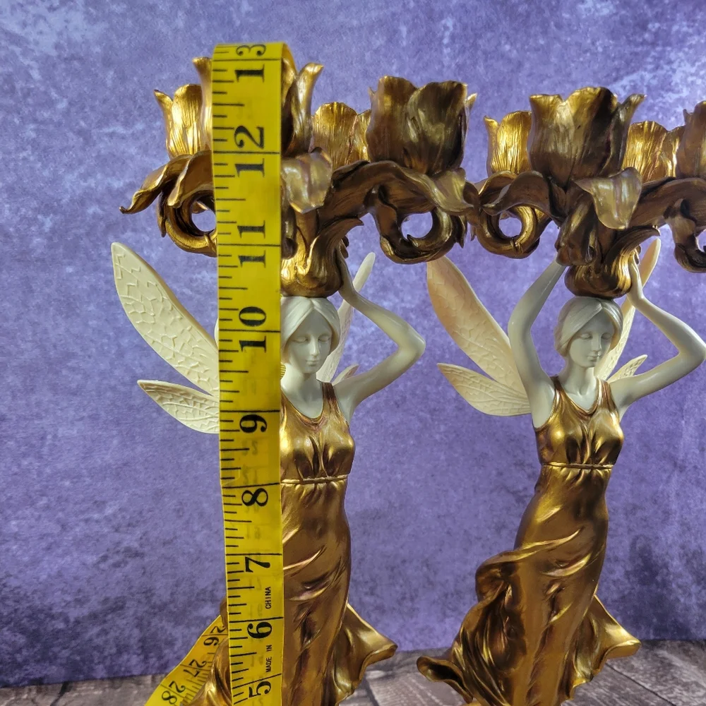 2 Veronese Fairy Holding Candlestick Holder 13‎ 1/8 Inches Tall